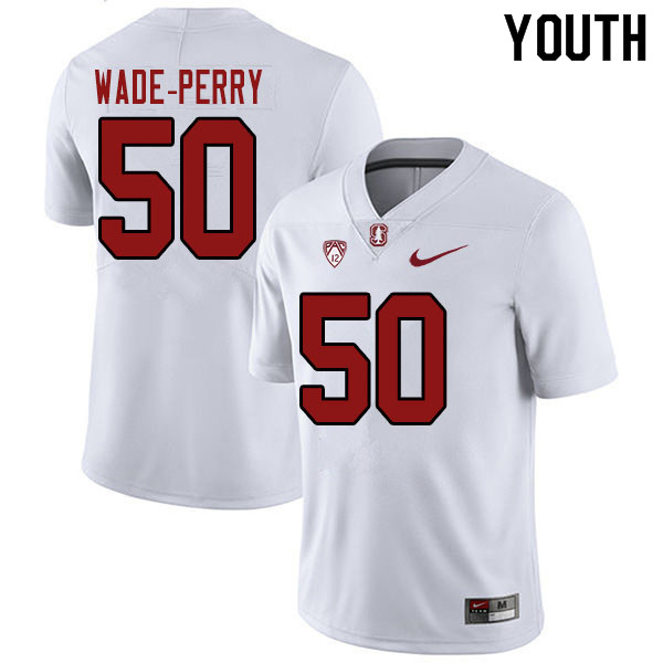 Youth #50 Dalyn Wade-Perry Stanford Cardinal College Football Jerseys Sale-White - Click Image to Close